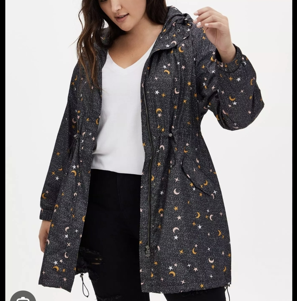 Torrid Black Star and Moon Rain Coat